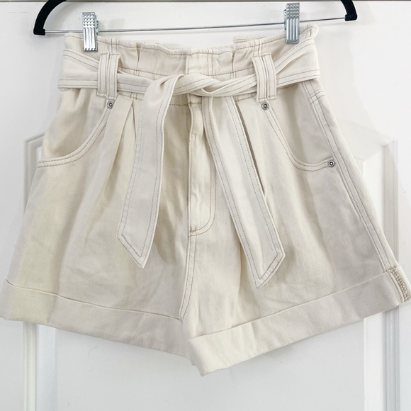 We The Free Pants - We the Free Nova High Waist Paper Bag Short Plume Cream - XS